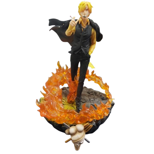 One Piece Three Fighting Blood Sanji Action Figure Luffy Sauron Illuminated Scene Statue Anime Figure 40cms