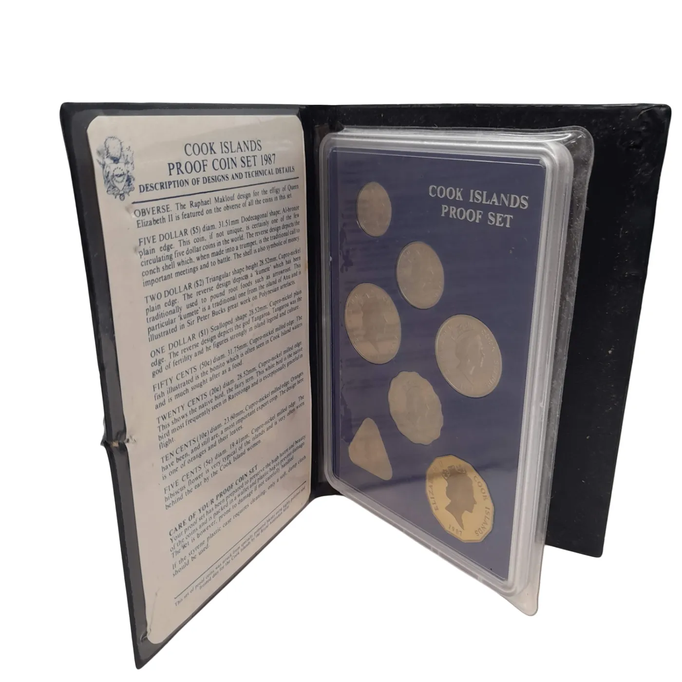 Cook Islands Proof Coin Set 1987 7 Coins In Blue Case – Damaged Case (WL 1388904)