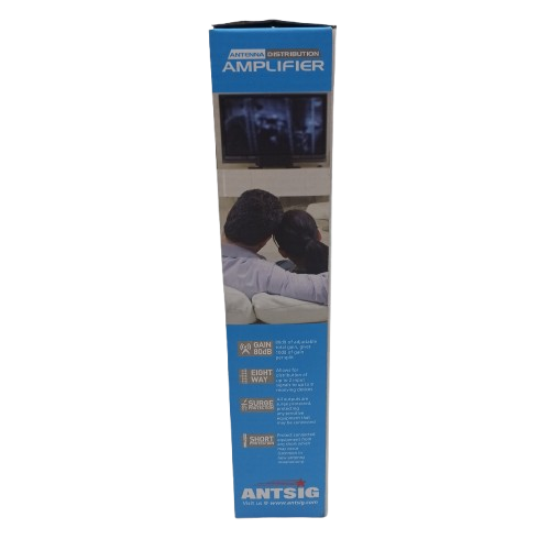 ANTSIG 8 Way Indoor Distribution Amplifer AP868, Black, Like New In Box, With Manual (WR)