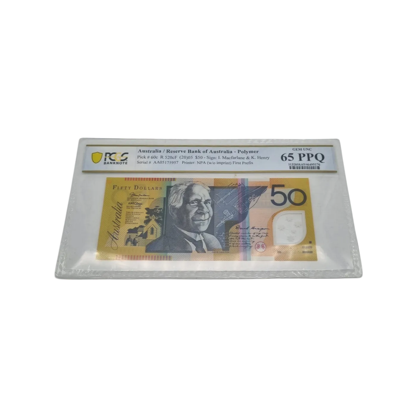 Australia / Reserve Bank Of Australia – polymer PCGS $50 Bank note | 65PPQ Rating