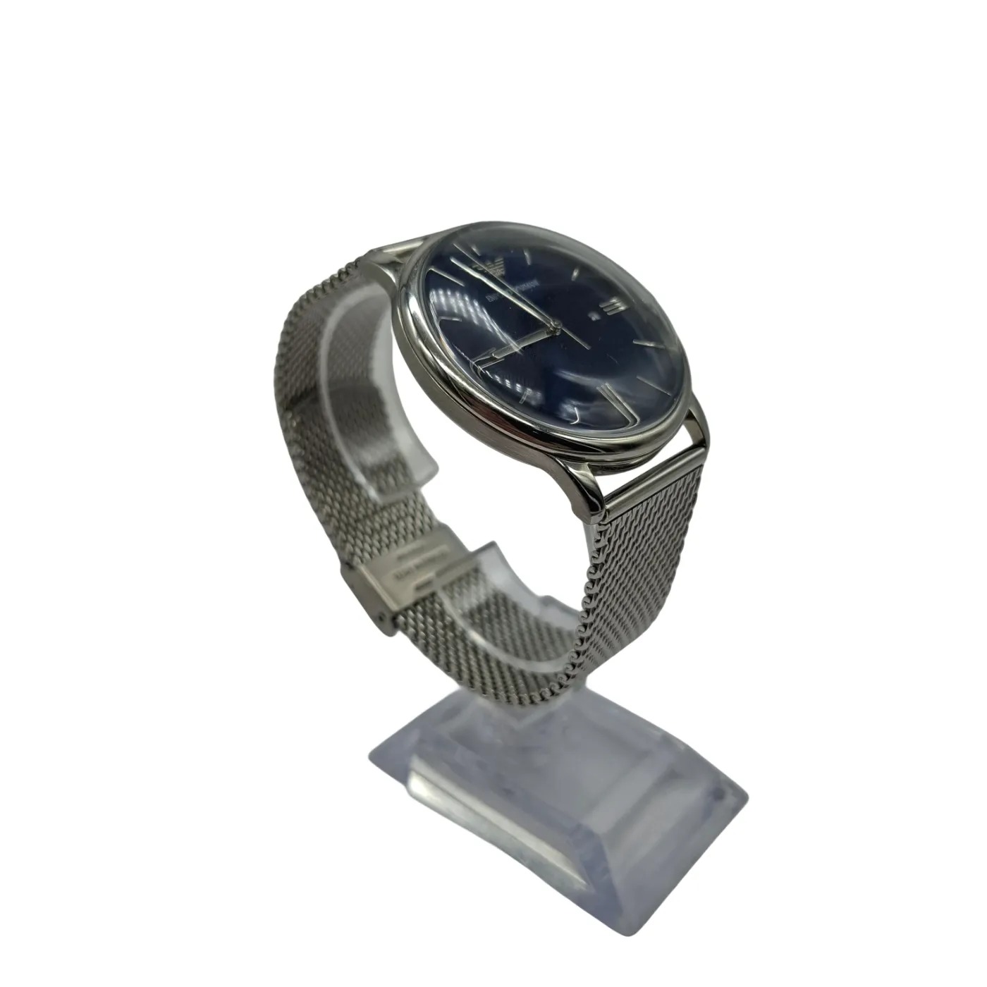 Emporio Armani Men’s Watch 252311 Silver Steel Band Analogue Blue Circle (WR 1413923)
