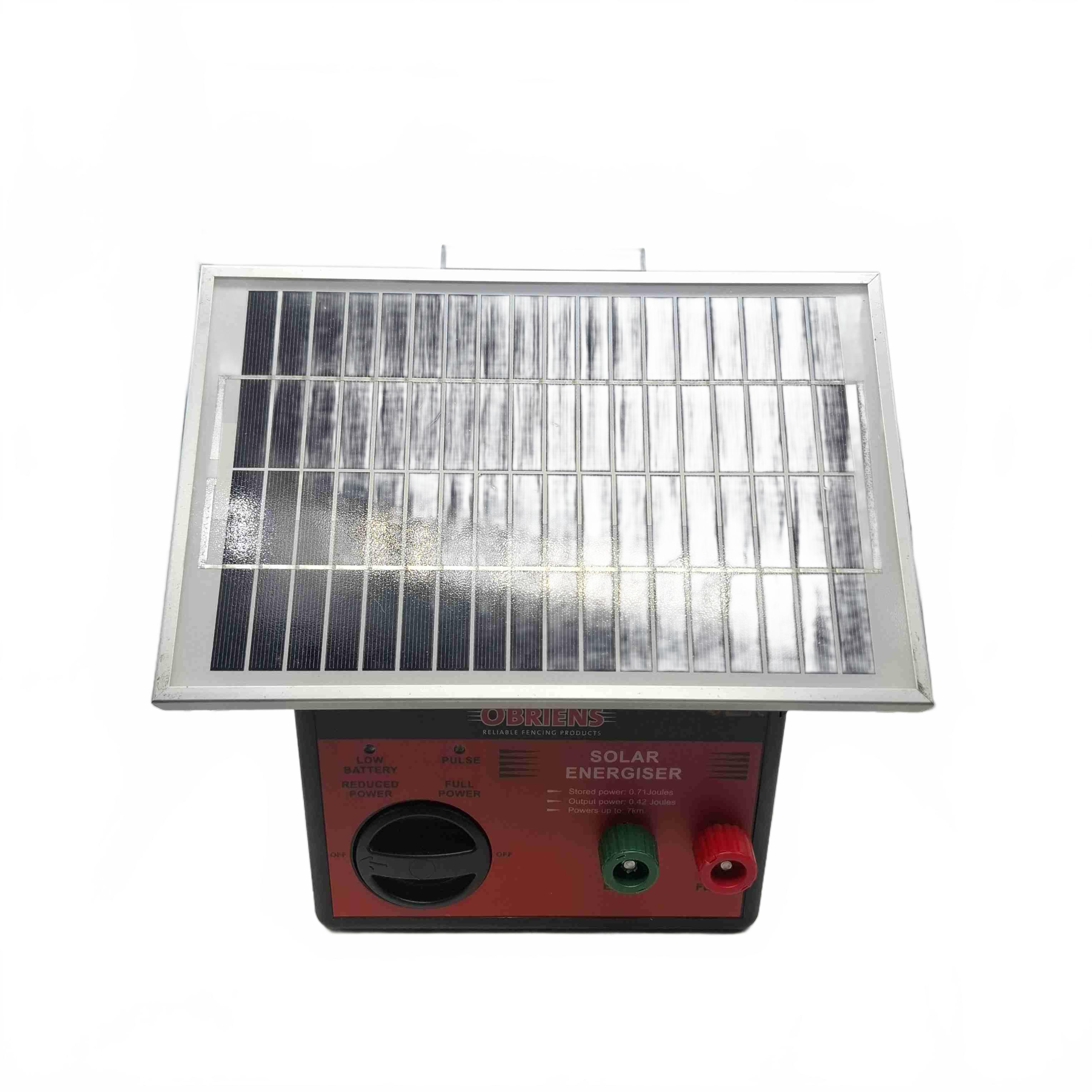O’Briens 420 Self Contained Solar Energiser 7km In Box + Power + Clamps + Manual (1435429)
