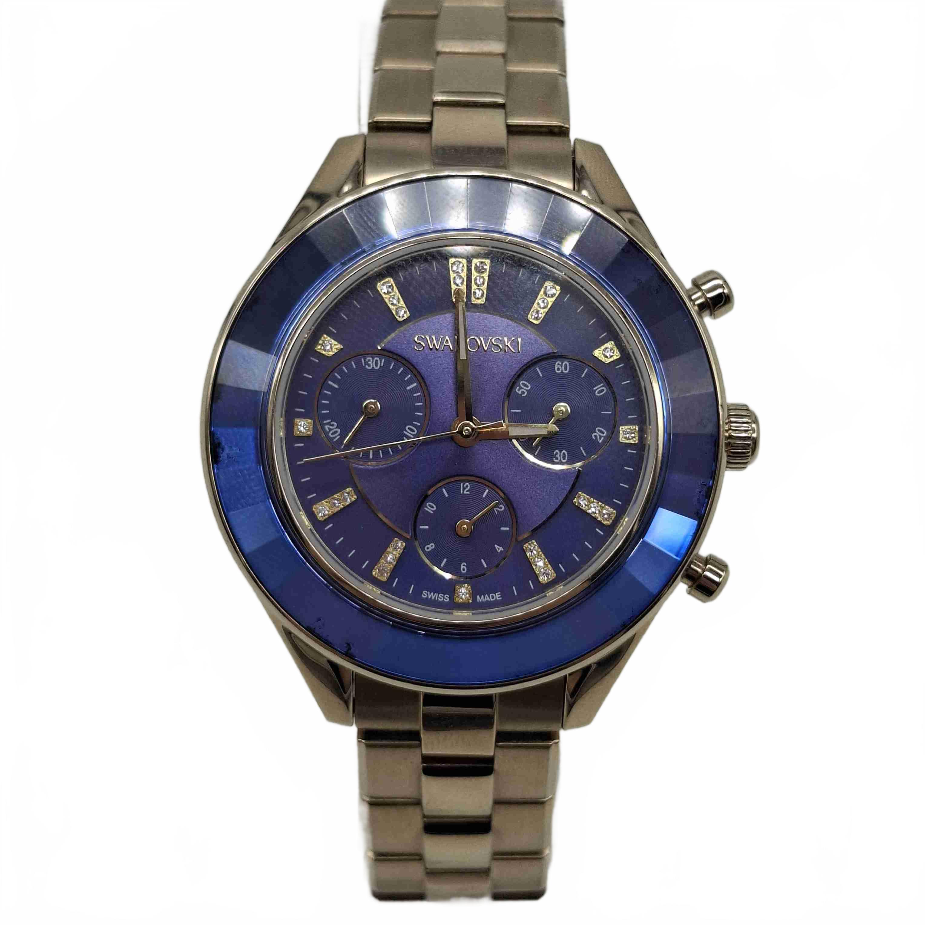 Swarovski Rose Gold Stainless Steel Blue Dial Analog Watch (WR 1428884)