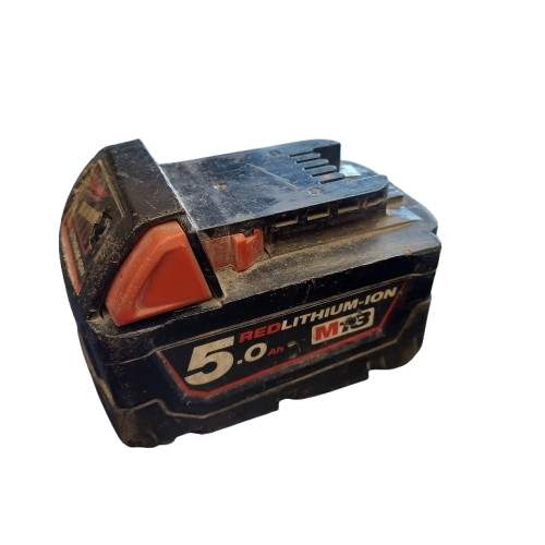 Milwaukee M18 B5 18V 5.0Ah RedLithium Battery Sold as is wear and tear bitton missing cover on front (LE)
