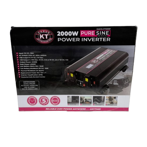 KT Cable Accessories KTTS2000P 2000W Pure Sine Wave Power Inverter Like New Sealed