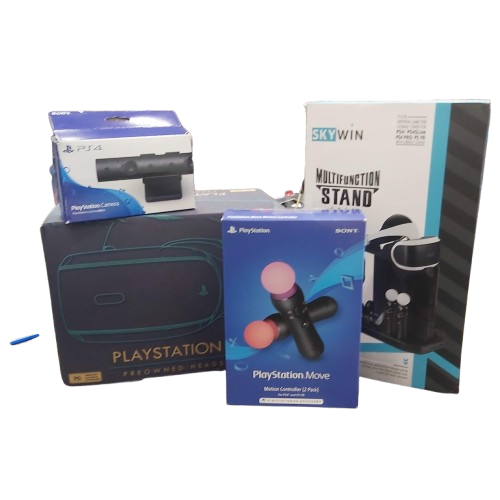 Sony VR Headset CUH-ZVR2 (2017) With 2x Move Controller, 1x PS4 Camera, 3rd Party Stand, All Cables & Accessories, Very Good Condition