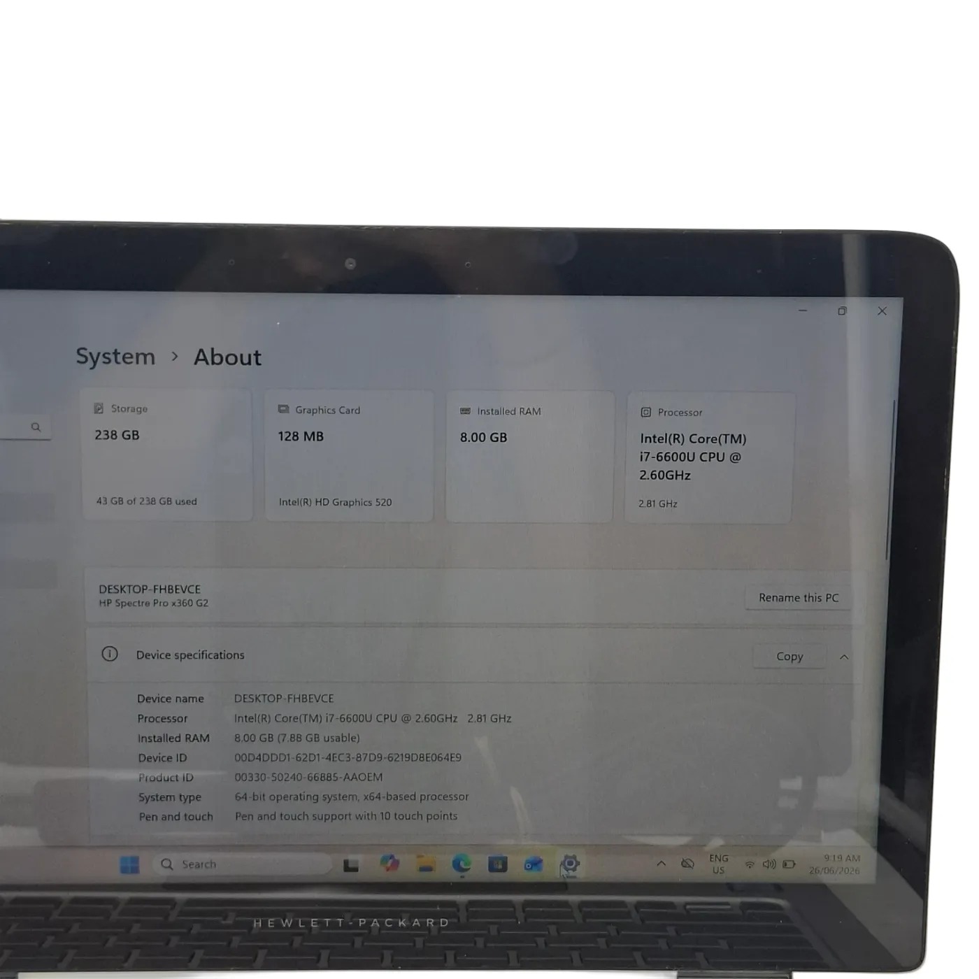HP Spectre x360 13.3-inch i7-600U 8GB 239GB Touch Screen Laptop (WR1411741)