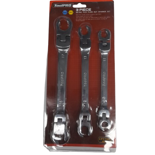 ToolPro 3 Piece Metric Flex Flare Nut Spanner Set 591844 (LN)