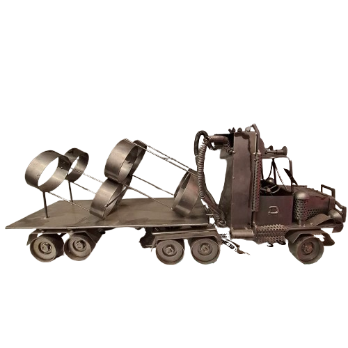 Handmade Grey Metal Truck Wine Holder (JN)
