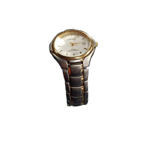 Pulsar Unisex Two-Tone Quartz Watch with Silver Dial and Steel Band (MR)