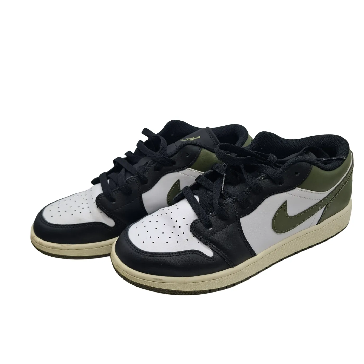 Nike Air Jordan 1 Low GS Black Medium Olive White 553560-092 Kids 7Y (WR 1421077)