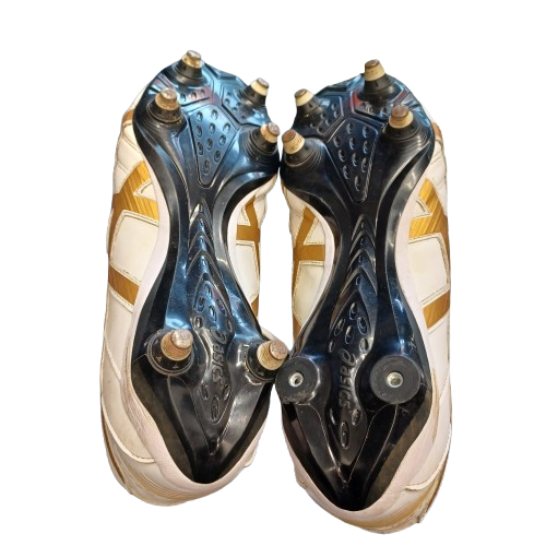 Asics Lethal Speed RS2 Football Boots White Gold Size UK11 US12 ( Missing 2 Studs / Cleats ) (LE)