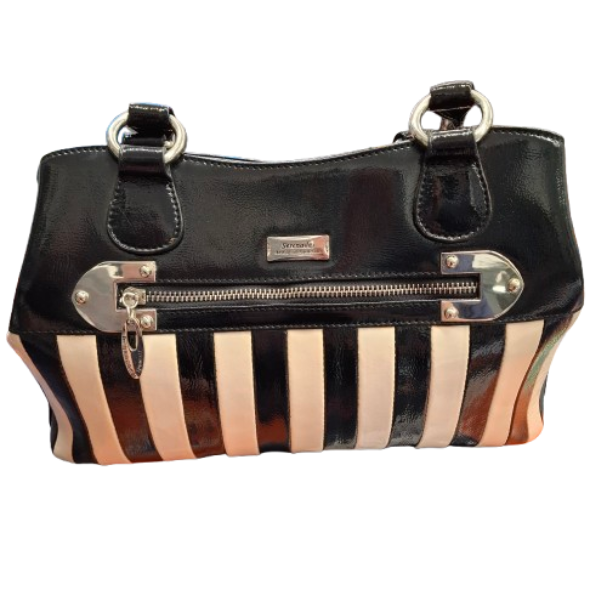 Serenade Beverly Hills Collection Blue and White Striped Handbag  ( 1406695) (JN)