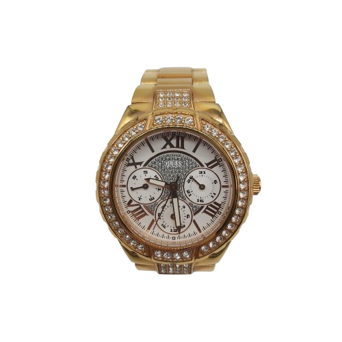 Ladies Viva W0111L3 Guess Watch Rose Gold/ White Very Good Condition (NA-1355442)