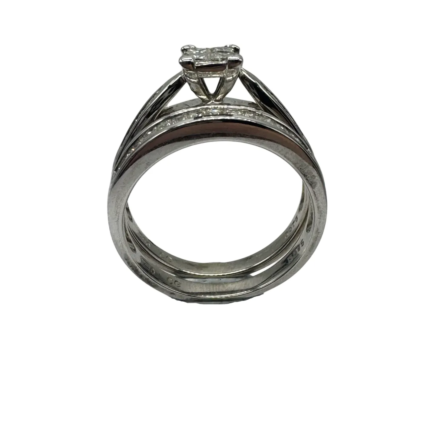 Ladies 18ct White Gold 28 Stone Diamond 2 Ring Set 0.75ct TDW O 7 1/4 With Valuation (WR)