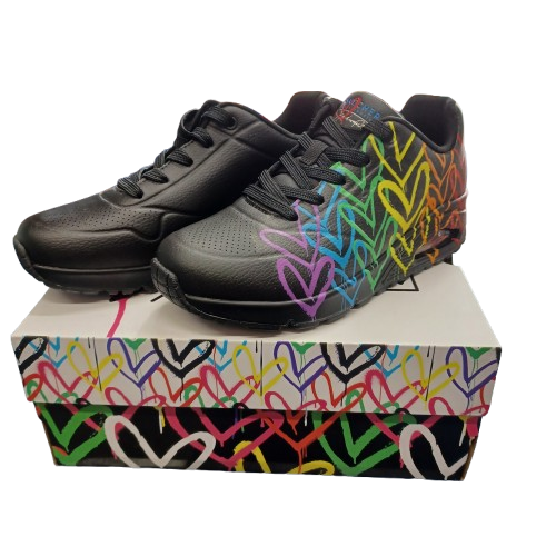 Skechers Uno Full Of Love Sneakers Size 7 Womens Black New with Tags in Box ( LE )