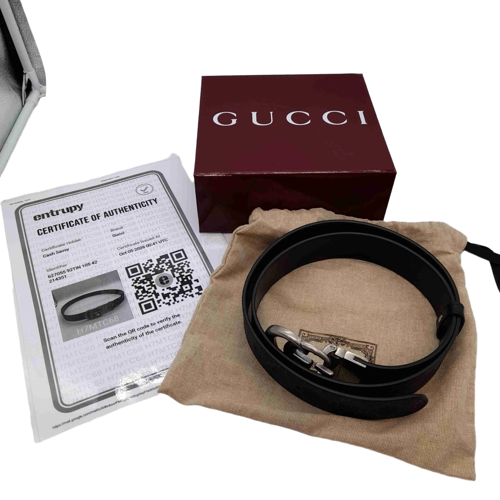 Gucci GG Marmont Reversible Belt Black Grey 62705592TIN + Box + Dust Bag + COA (WL 1433985)