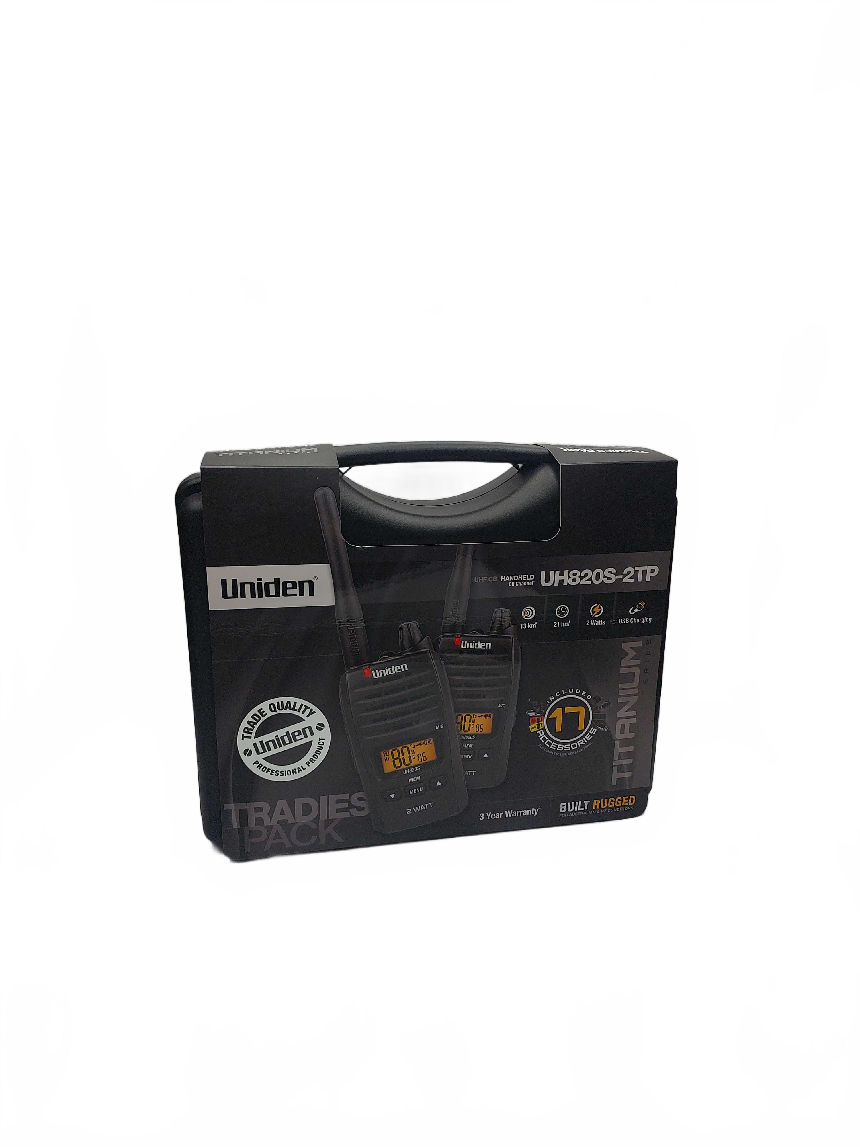 Uniden UH820S-ZTP 2W 80C UHF Handheld Radio Tradies Pack Black (GB1427799)