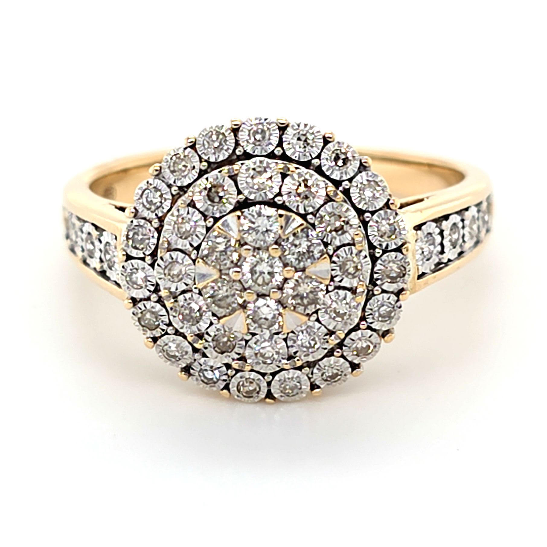 Ladies 9ct Yellow GoldDiamond Ring – Total weight –  4.7 Grams – Ring Size – U (MR)