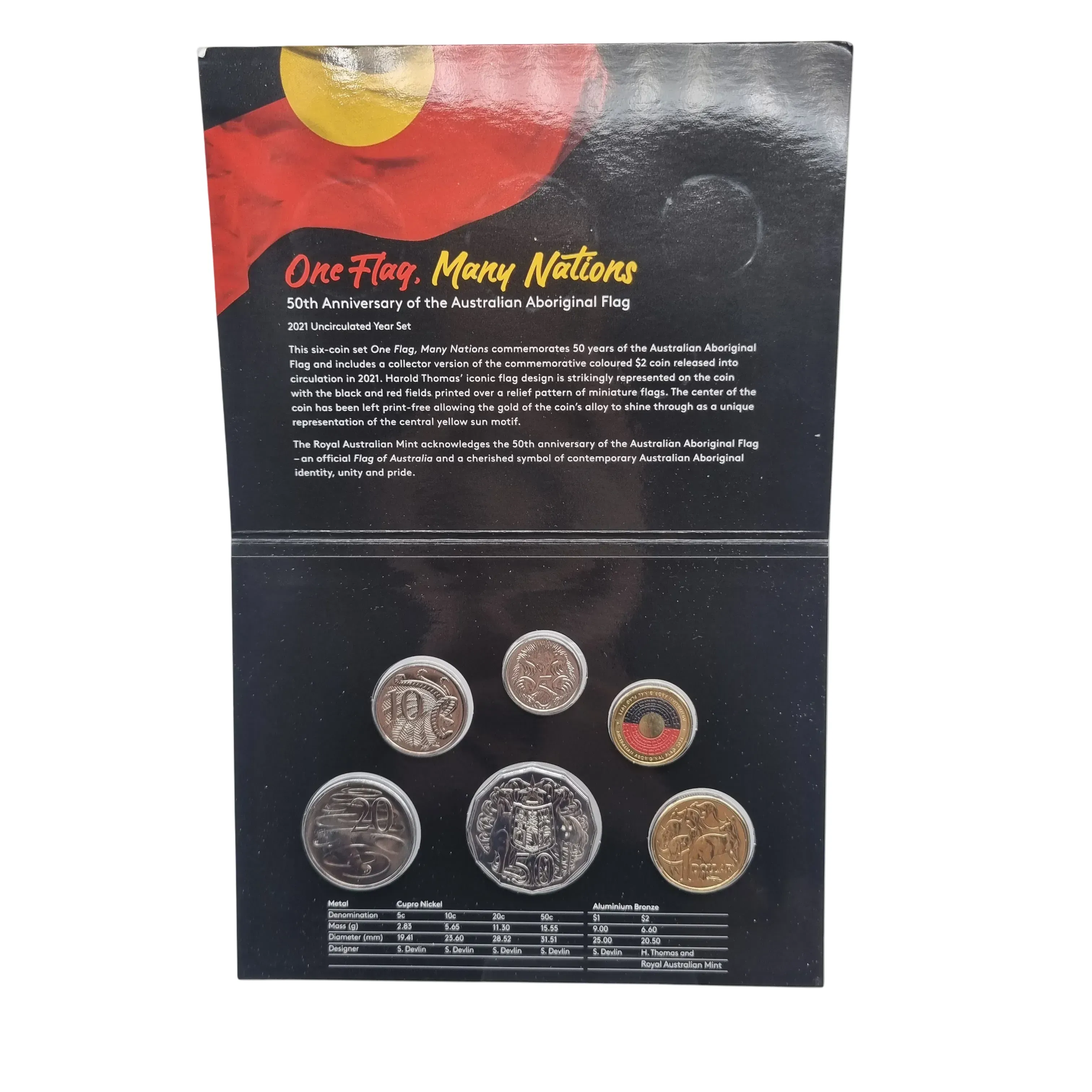 Royal Australian Mint: One Flag, Many Nations – 50th Anniversary of the Aboriginal Flag 2021 Uncirculated Coin Set