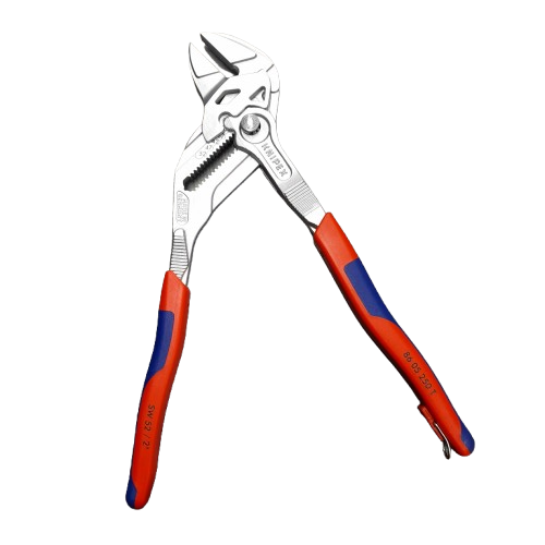 Knipex Plier Wrench, 250 mm Overall, Angled, Bent, Flat, Straight Tip, 52mm Jaw