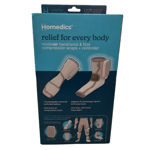 Homedics Modulair Hand/Wrist + Foot Compression Wraps + Controller, Like New, Sealed