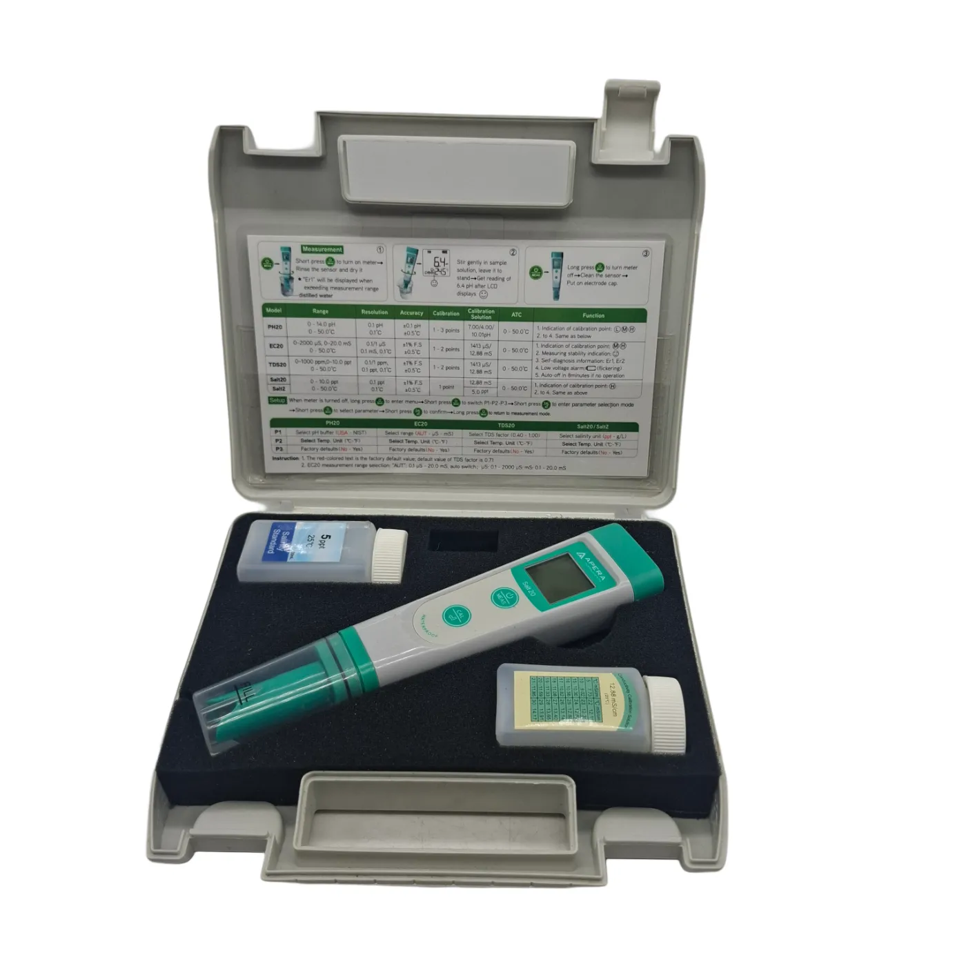 Apera Pool Testing Kit Salt 20 In Case + Manual and Swab (WR)