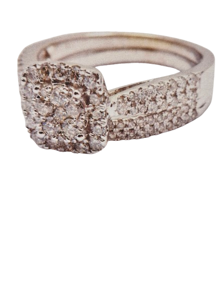 Ladies 9ct White Gold 111 Diamond & Sapphire Ring Size M1/2 7    1.0 TDW / 0.03 Sapphire With Valuation (WL 1273601)