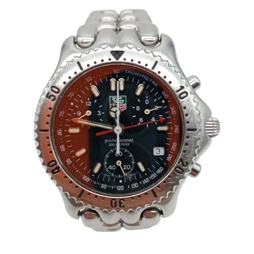 Tag Heuer CG110-0 Sel Quartz Chronograph 200m 38mm Steel Watch Black Dial