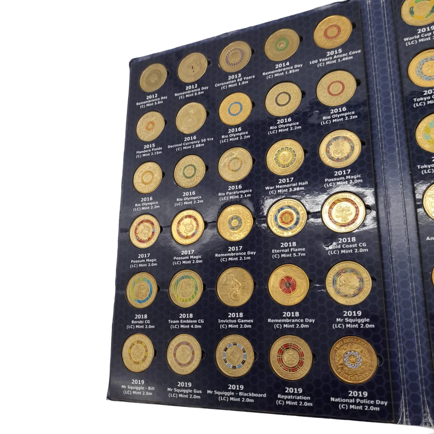 Australian $2 Coin Collection – Circulated In Blue Album (2012 Red Poppy Face Worn) (WL)