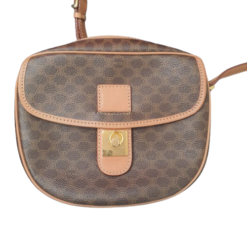 Celine Brown Macadam Canvas PVC Crossbody Bag (1434128) (MR)