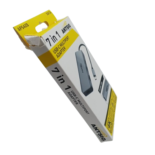 Antsig AP542B 7-In-1 USB-C Multiport Adaptor, Grey, Like New, Opened (WR)