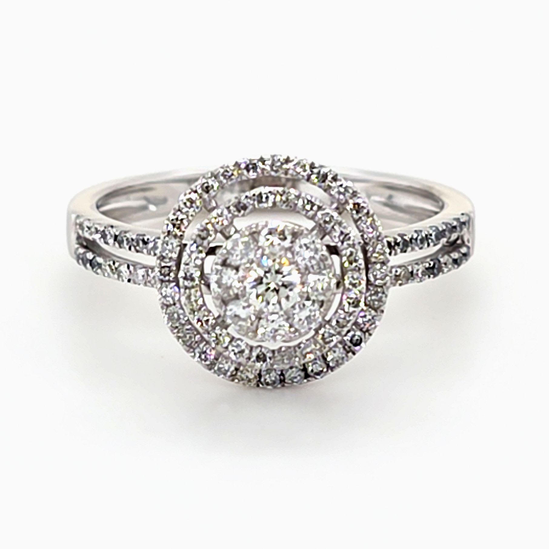 Ladies 18ct White Gold Diamond Ring – Ring Weight – 3.1 Grams – Ring Size – N (MR)
