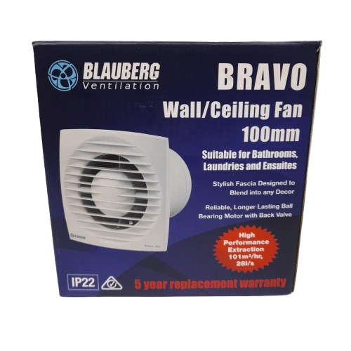 Baluberg BLABBRAVO100 100mm Wall/Ceiling Fan in Box (LN)