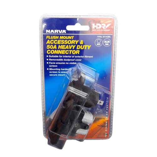 NARVA Heavy-Duty Twin Flush Mount 50A Connector/ACC Socket 81143BL (MR)