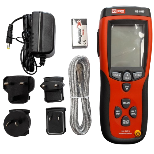 RS-PRO RS-8880 Anemometer with Accessories (MR)