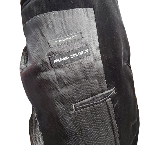 Men’s Savile Row Asher JV1 Black Velvet Jacket/Blazer, 96R, Contemporary Fit, Like New With Tags, RRP $349.99 (NA 1353776)
