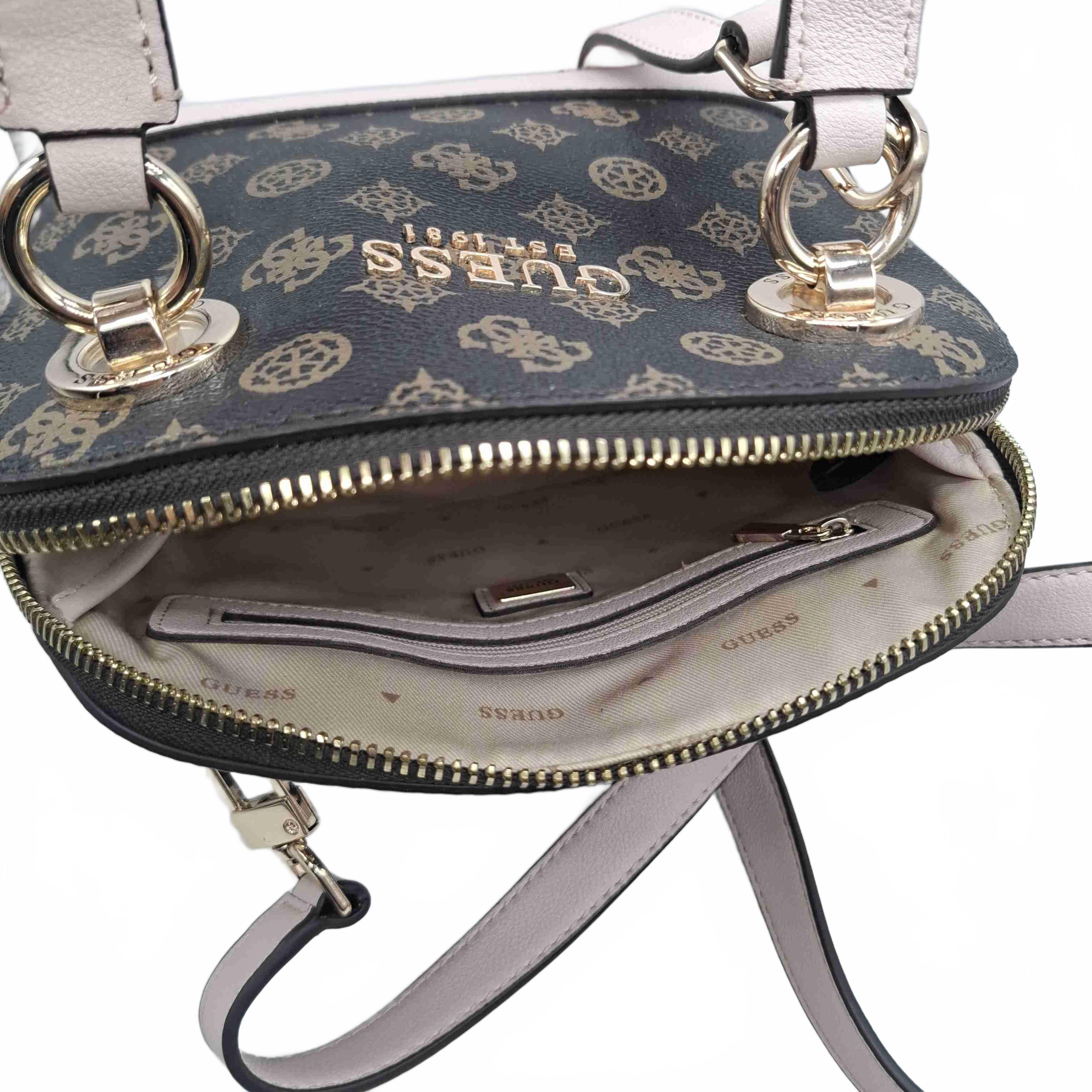 Guess Cathleen Dome Brown Pink Handbag (WR 1433854)