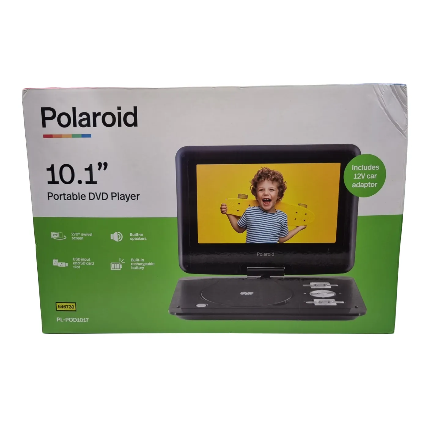 Polaroid Portable DVD Player PL-POD1017 – Black (In Box)   (WR)