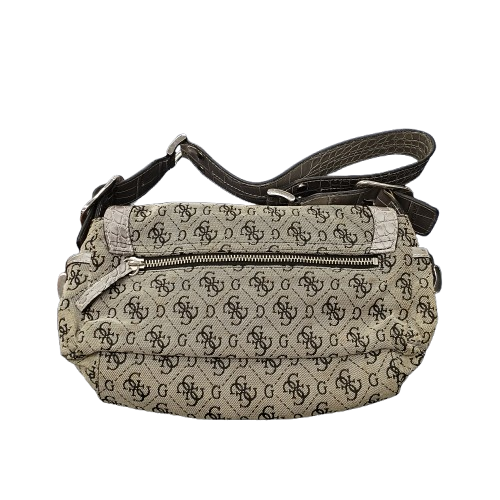 GUESS 2000s Vintage Y2K Beige Monogram Handbag (CP)