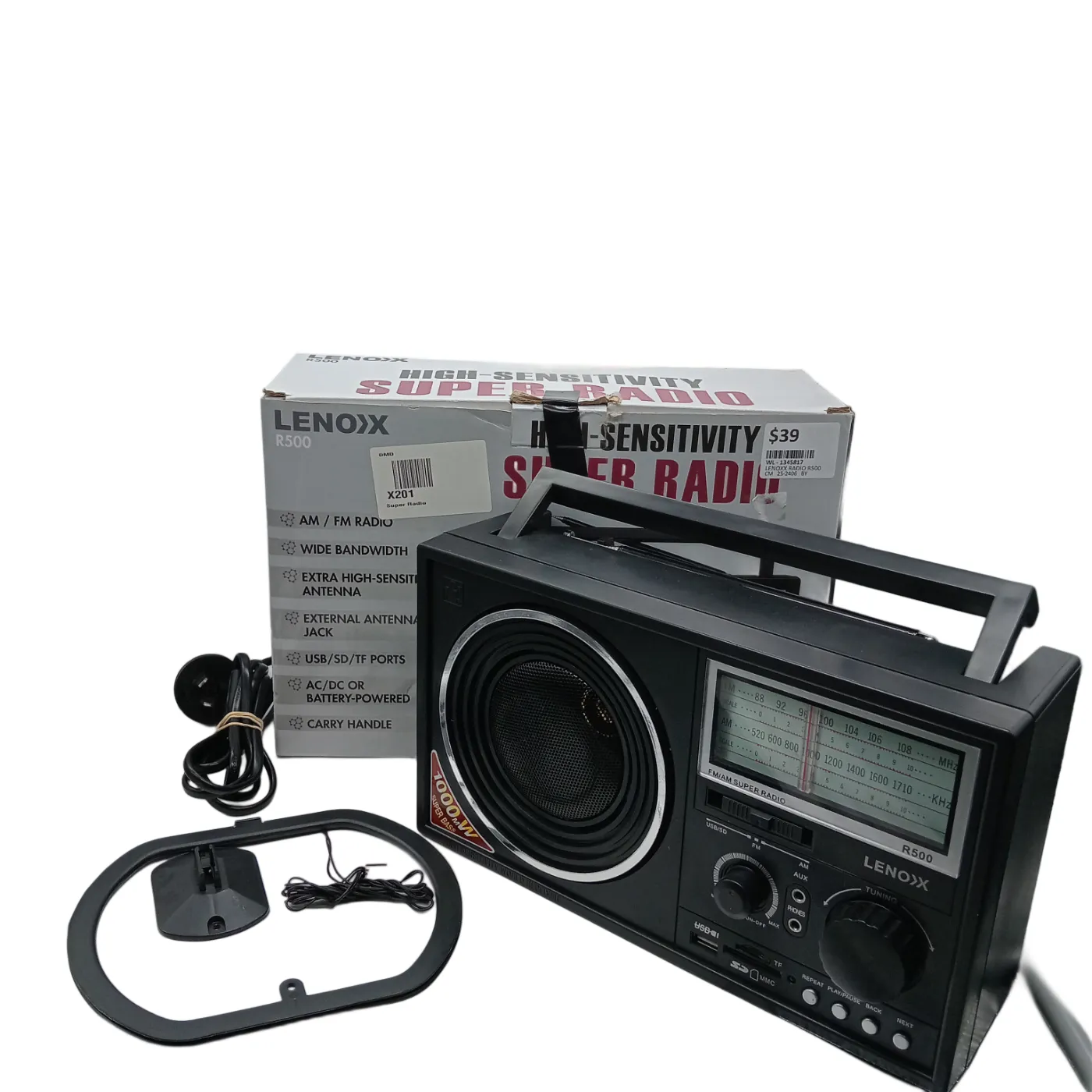 Lenoxx R500 AM/FM Super Radio – Black (WR)