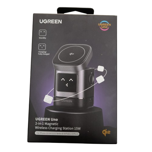 UGREEN Uno 2-in-1 Magnetic Wireless Charging Station 15W Black (W709) (LN)