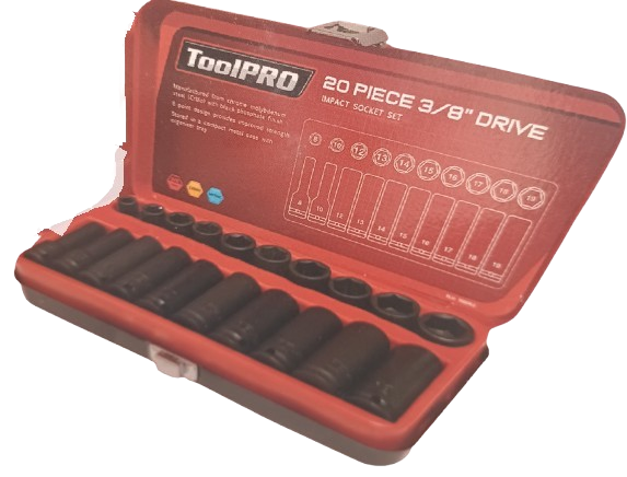 Toolpro 20 Piece 3/8 Drive Impact Socket Set (lel)
