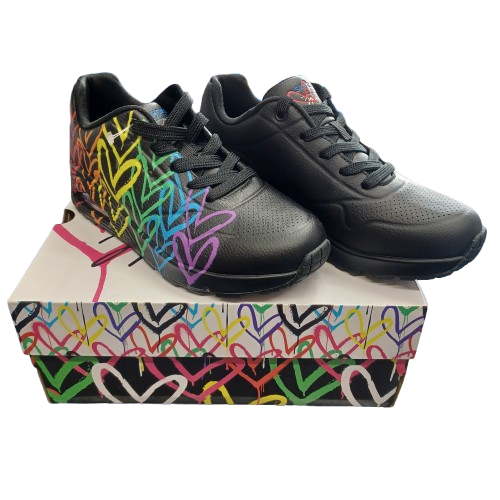Skechers Uno Full Of Love Sneakers Size 7 Womens Black New with Tags in Box ( LE )