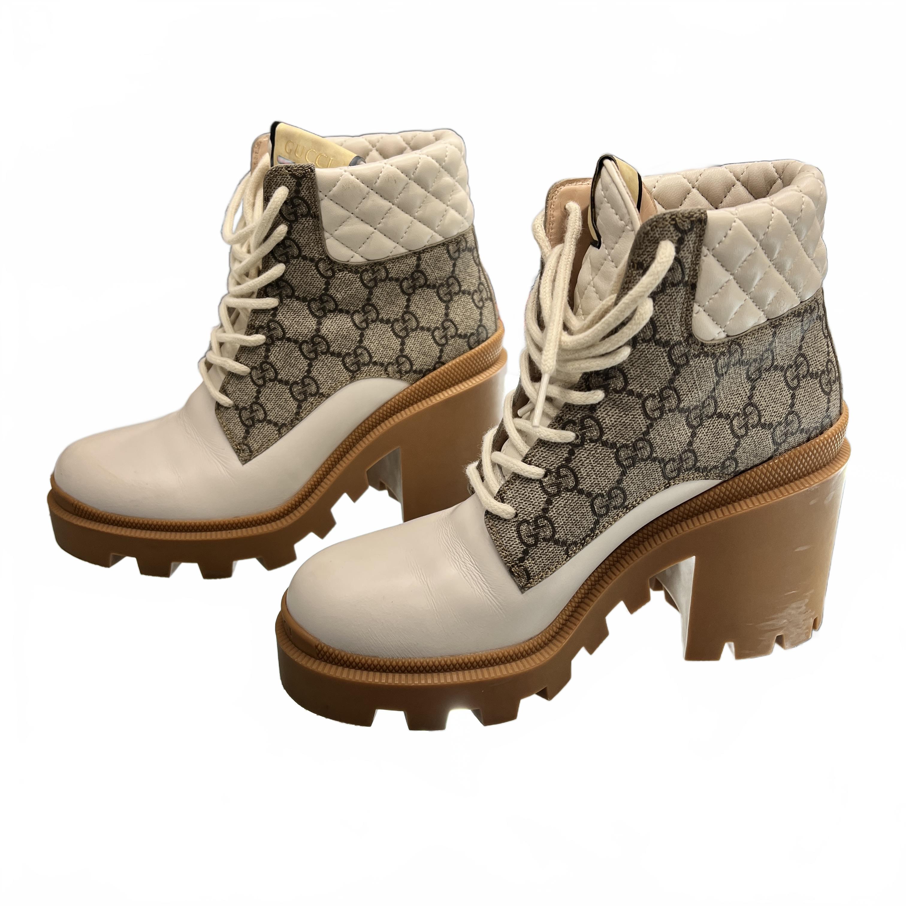 Gucci Womens Monogram Leather White Shoes 659691 (MK)