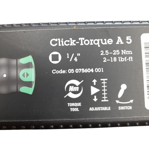Wera Click-Torque A5 Torque Wrench 2.5-25Nm 1/4″ Drive (LN)