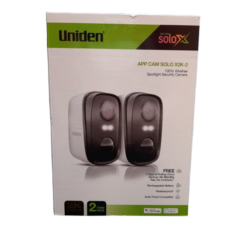 Uniden App Cam Solo X2K Outdoor Wirefree Security Camera 2 Pack (MR)