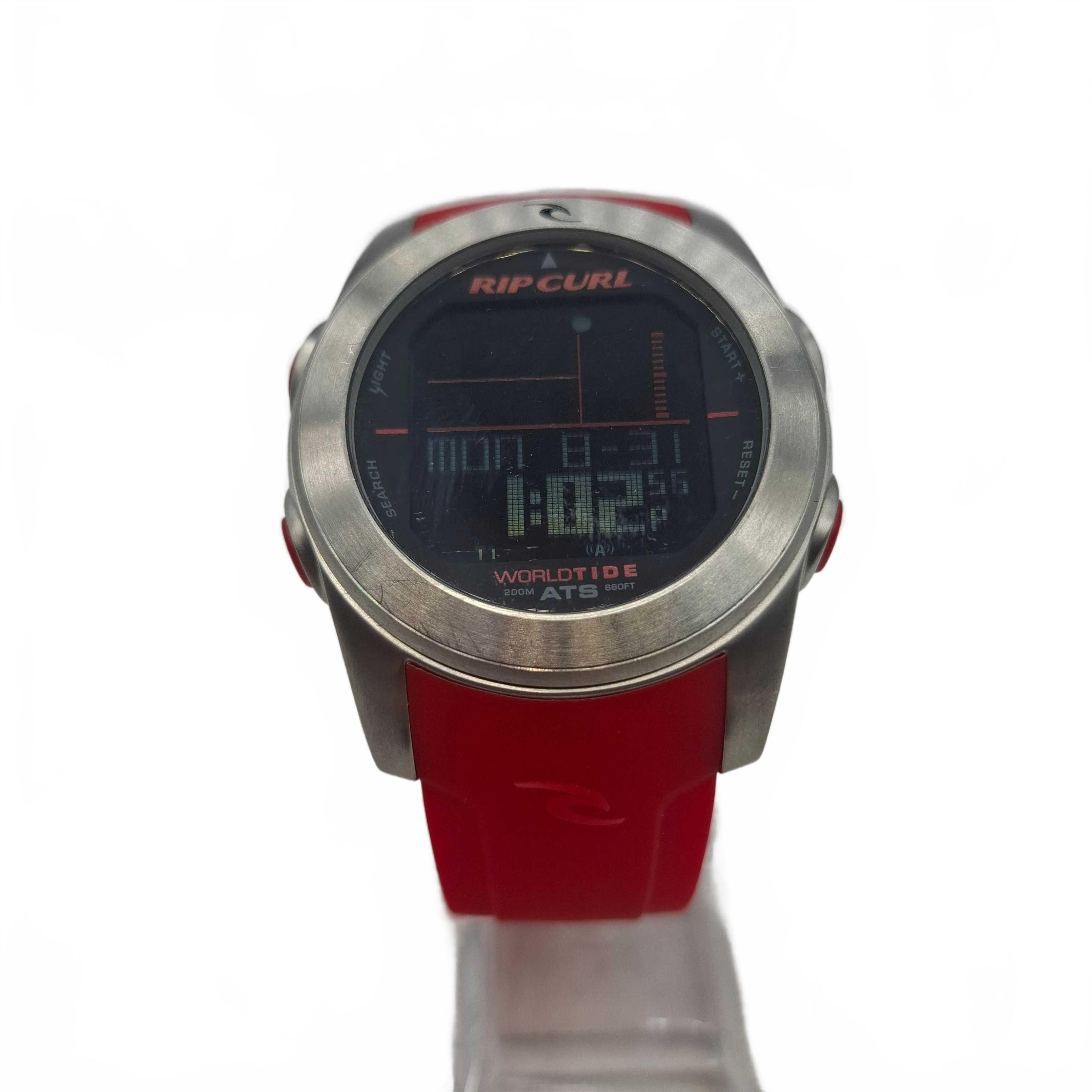 Rip Curl Pipeline World Tide ATS Digital Surf Watch A1083 Red Rubber Band (WR 1425578)