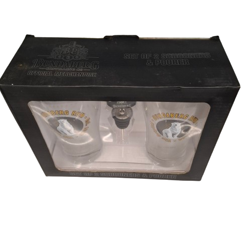 Bundaberg Distilling Co Gift Set – 2 Schooners & Pourer in Box (JN)