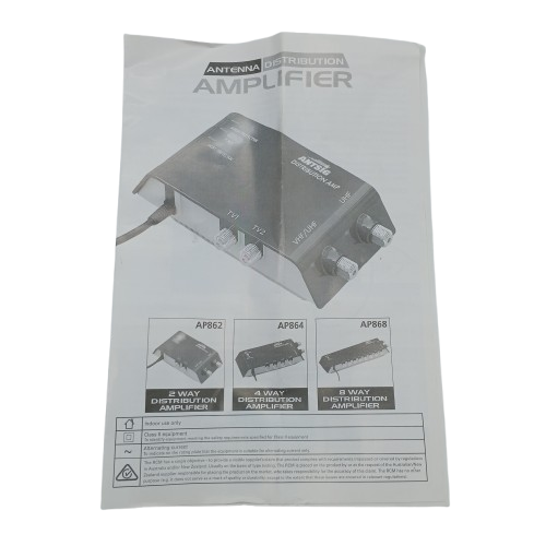 ANTSIG 8 Way Indoor Distribution Amplifer AP868, Black, Like New In Box, With Manual (WR)